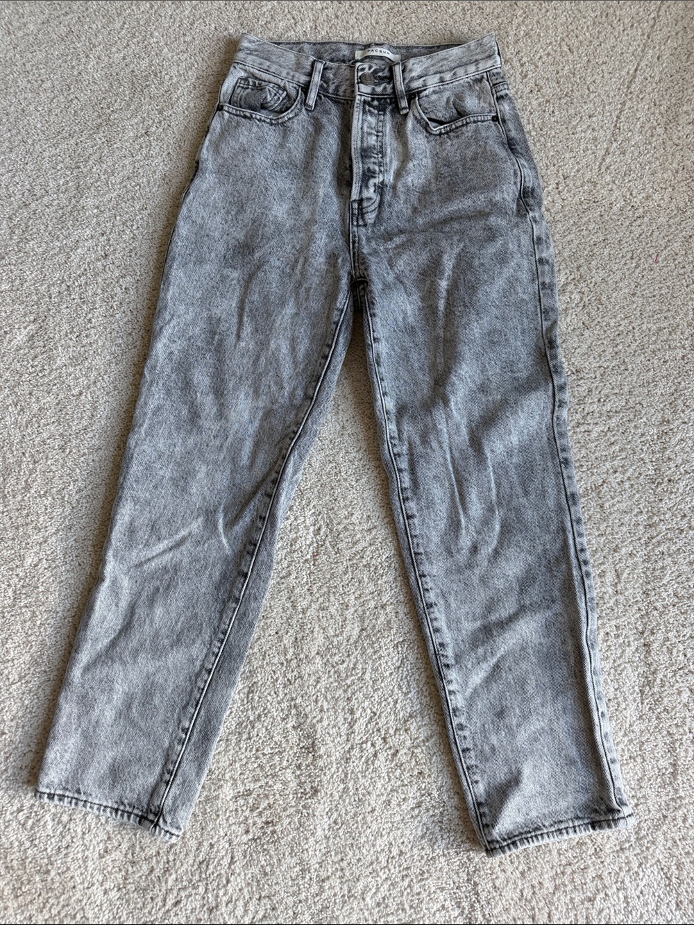 PacSun Women's Grey Washed Straight Jeans